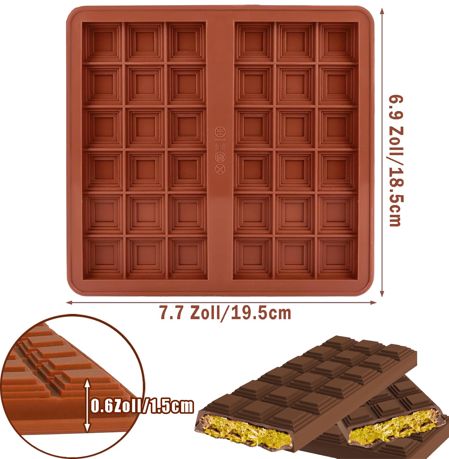 Sadodo Silicone Chocolate Bar Mould, Flat Tower Square Mold for Pistachio Jam Making Dubai Pistachio - Image 4