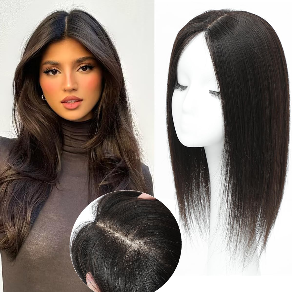 Hair Toppers for women Real Human Hair 16inch Hairs Toppers for Women,Big Base Hairs Topper, Top Pieces for Women