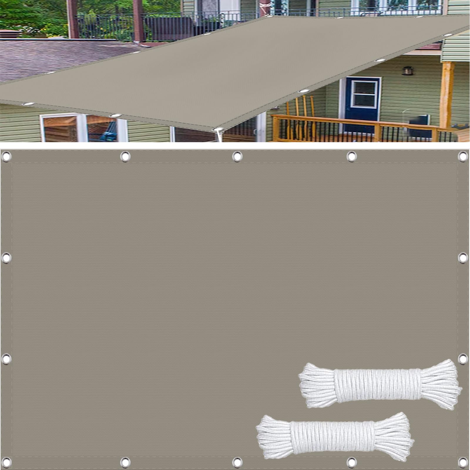 Brise-Vue pour Balcon Imperméable Kaki pour Protéger du Vis-à-Vis et du Soleil