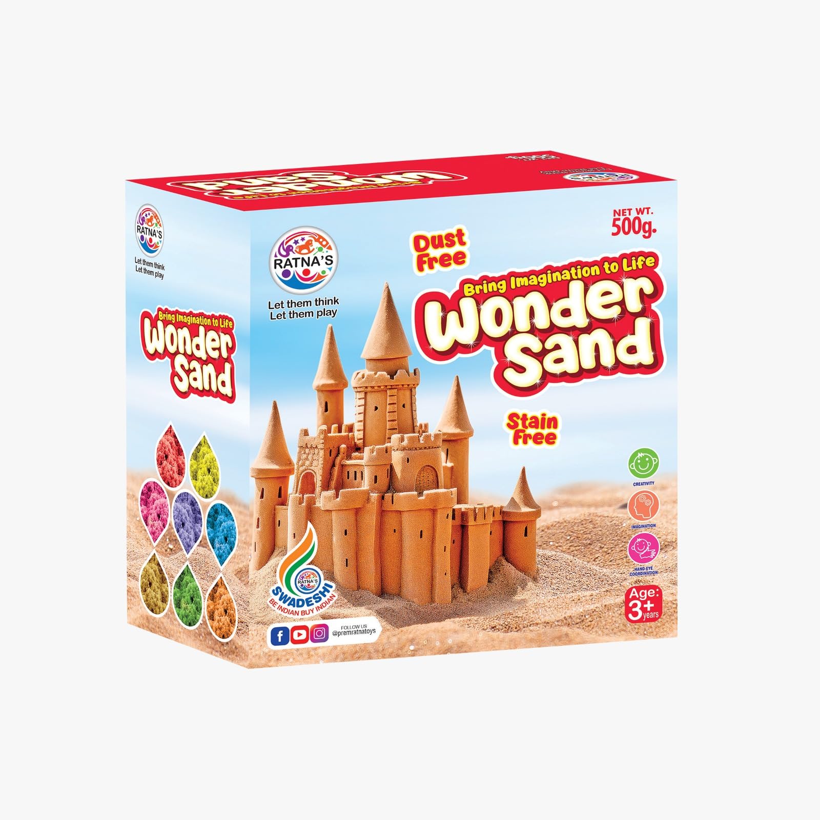 RATNAS Wonder Sand 500 Grams Red Color for Kids - Smooth Non-Sticky Sand with One Big Mould for Indoor Beach Fun and Relaxation (B0CNYTN281) Amazon Price History, Amazon Price Tracker