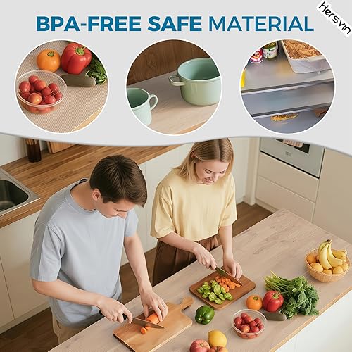 Miniatura 4 de Hersvin Revestimientos para estantes de 10 pulgadas x 20 pies, revestimiento de cajón para armarios de cocina, antideslizante, tapete antideslizante