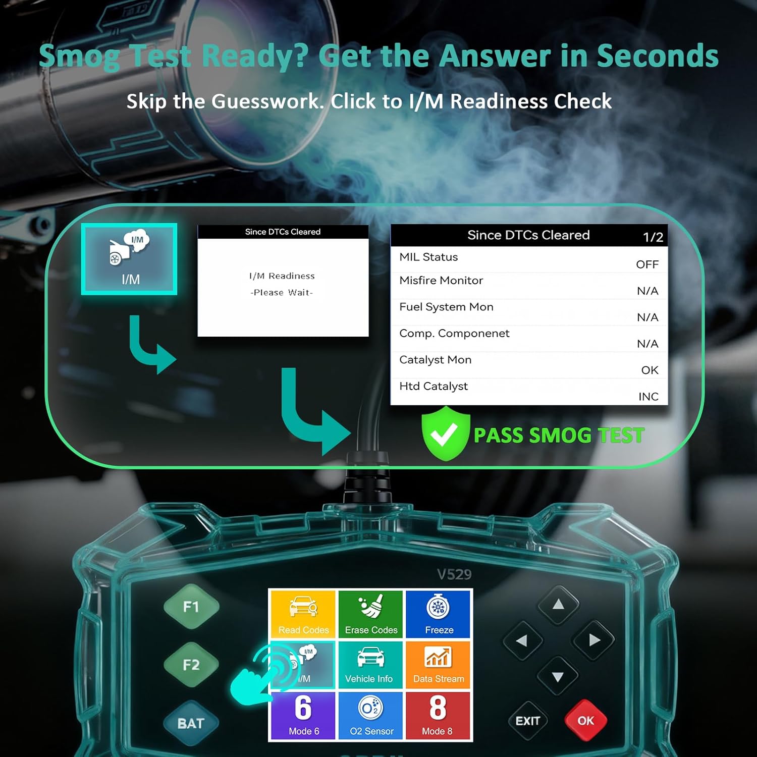 Image showing the typical location of an OBD-II port in a car's interior, with the SinoTrack V529 scanner connected.