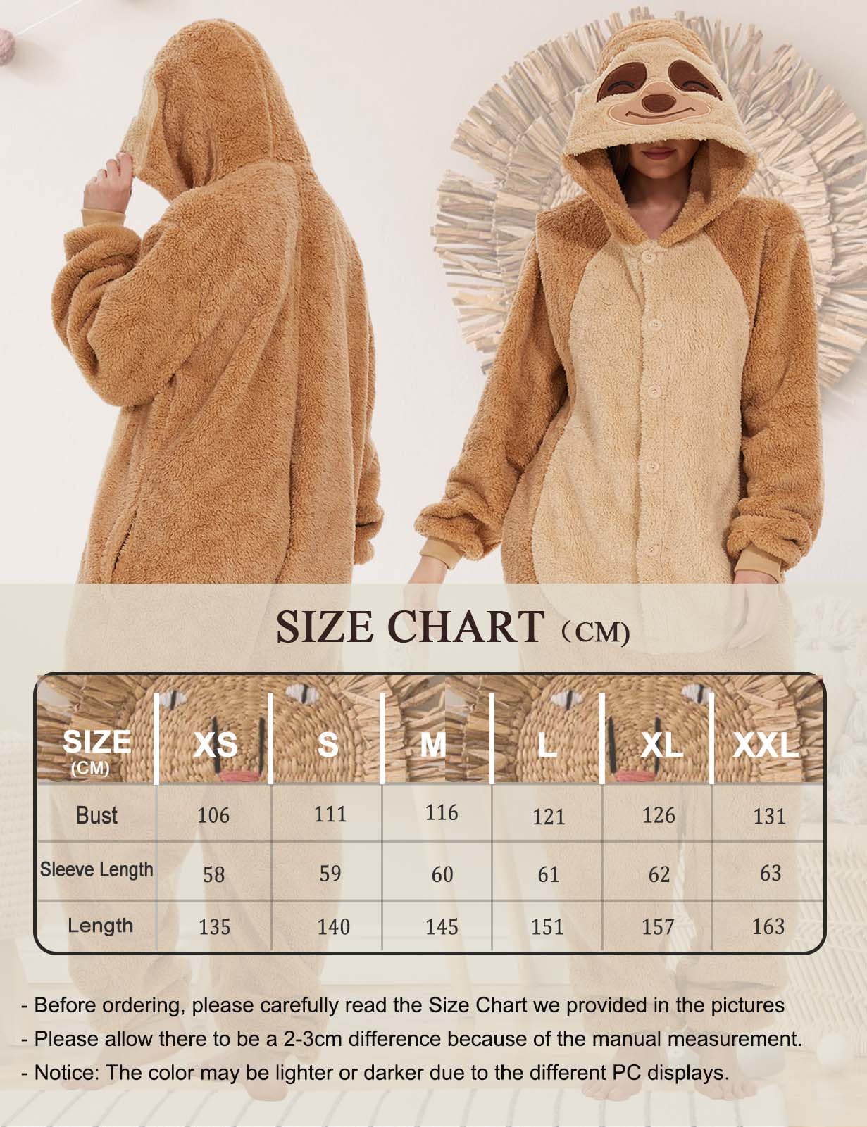 Tuta Donna Invernale Peluche Gigante Animali Pigiama Unisex con Cappuccio Tuta Donna Completa Adatto Come Costume Carnevale o Pigiami Natalizi Famiglia