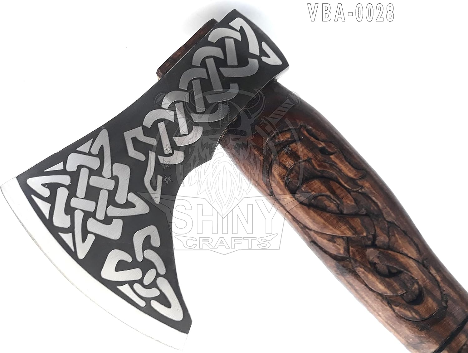 SHINY CRAFTS® Handcrafted Viking Axe – Nordic Engraved Blade with Wooden Handle Unique Gift for Men, Collectors, and Fantasy Enthusiasts (SCA-28)