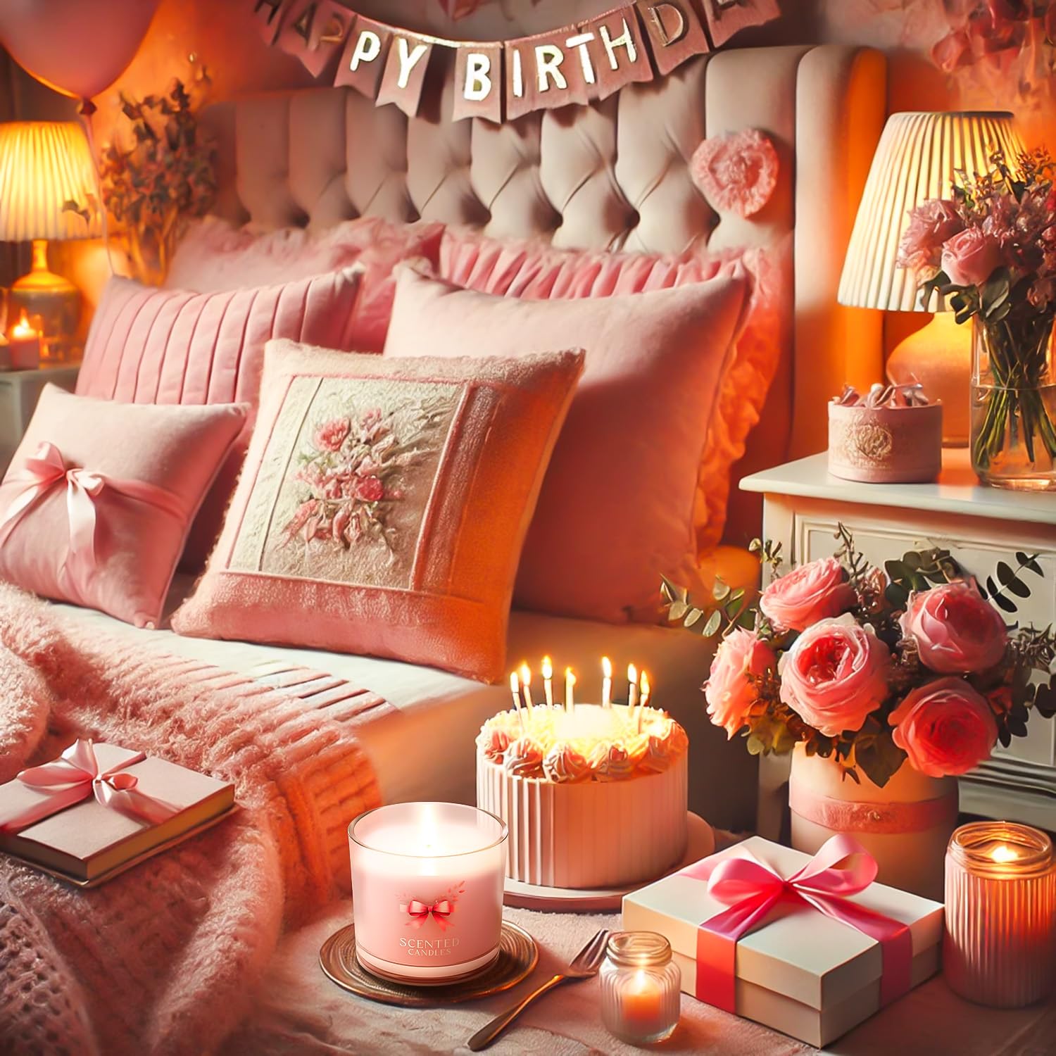 CHILLFLAME Regalo di Compleanno per Donne, Set di Candele Profumate per Alleviare lo Stress, 6 Candele di Compleanno in Vetro per Donne e Uomini (6 Colori, 400g)