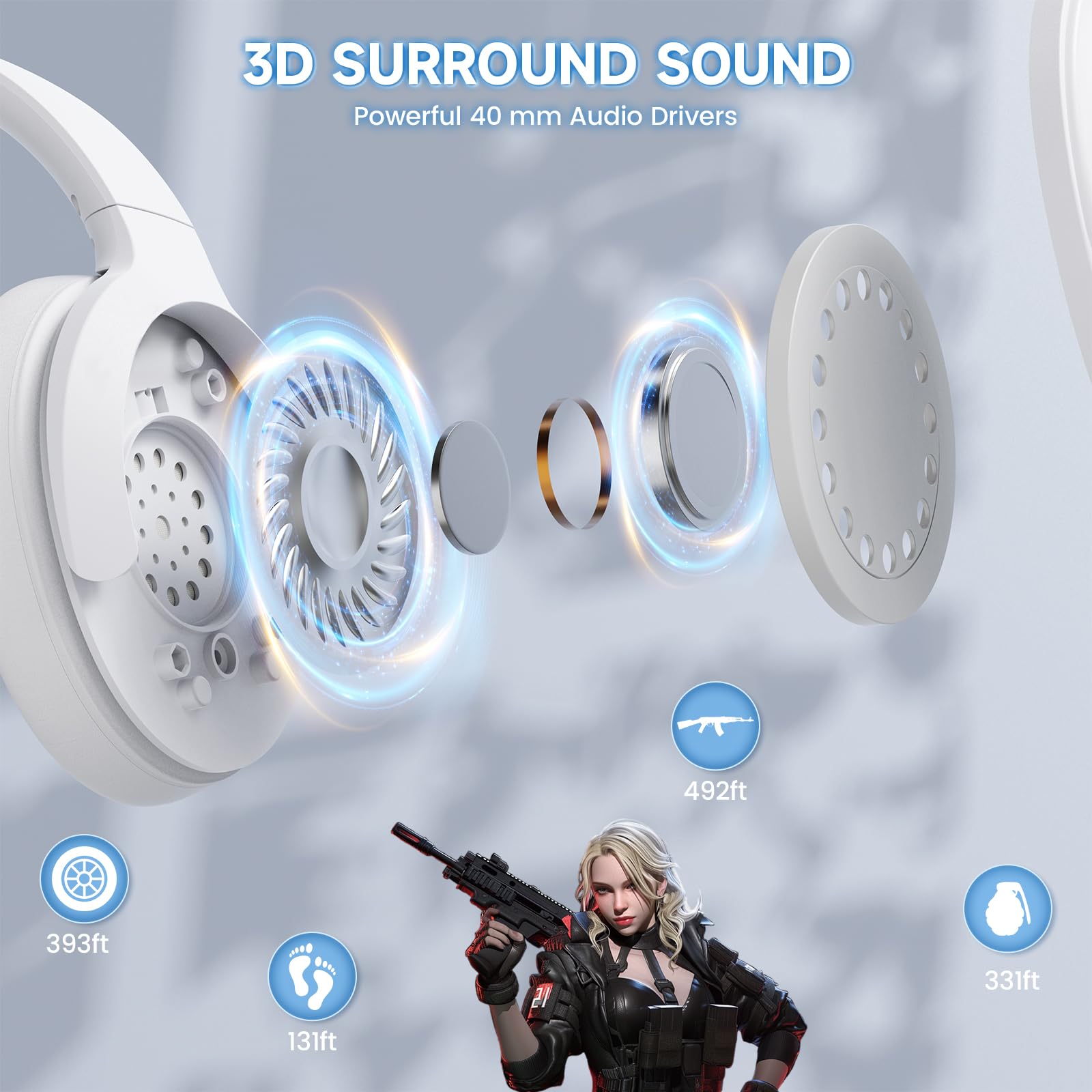 Cuffie Wireless ATTACK SHARK G300 Con ANC, Bluetooth 5.3, Bassi Profondi E Microfono HD – Over-Ear Pieghevoli Per Gaming E Musica (Viola)