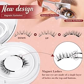 Higu clace Magnetic Eyelashes with Applicator Soft Magnetic Lashes Natural Look Wispy Cat Eye Magnet Lashes Easy to Wear and Remove DJCX-N