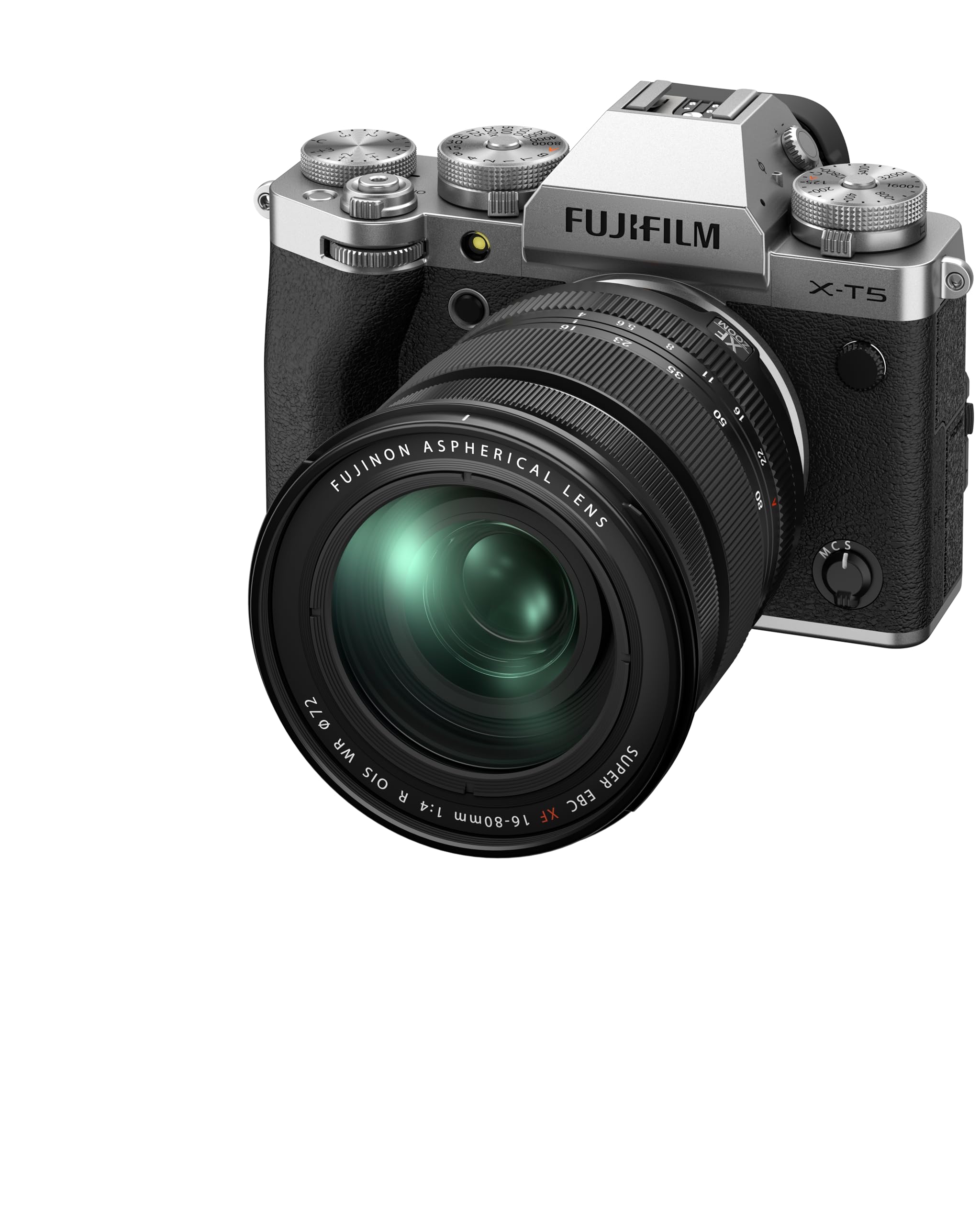 Fujifilm X-T5 Fotocamera Digitale Mirrorless 40MP (HR 160MP), KIT XF16-80mmF4, Sensore X-Trans CMOS 5 HR, IBIS, Filmati 6.2K 30p, Mirino EVF, Schermo LCD 3" Touch Vari-angle, Argento