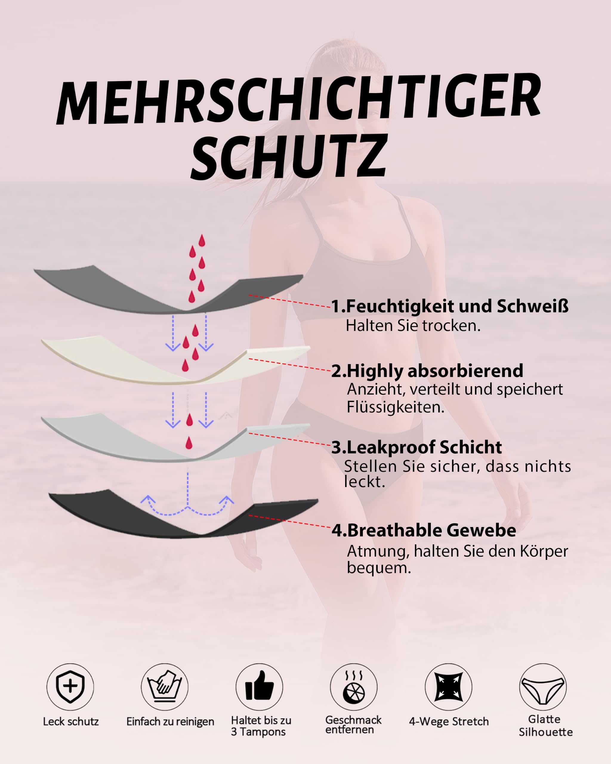 Zweiteiliger Perioden Bikini mit Spaghetti-Trägern für Damen | Herausnehmbare Pads, saugfähiger Zwickelbereich, niedriger Bund, elastischer Sitz, weiches Material, Pool und Strand
