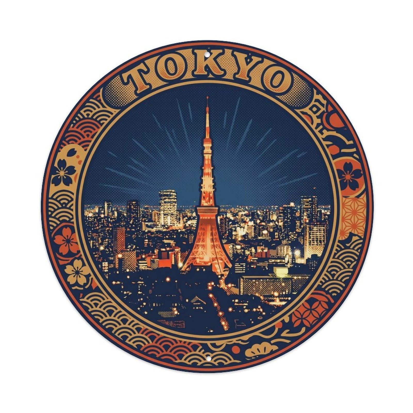 Olhnbad Style Tokyo Cityscape Travel Town Japan Landmark Metal Tin Sign