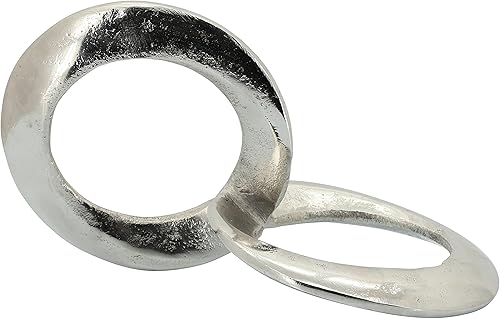Miniatura 1 de Sagebrook Home Enlaces de metal de 11 pulgadas, objetos decorativos plateados, 6 pulgadas de alto