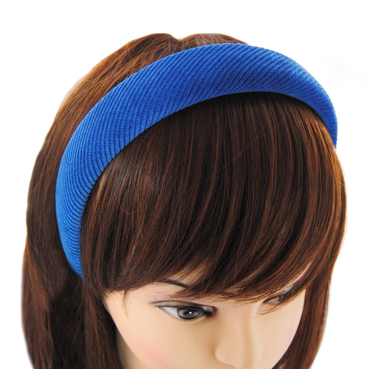 axy HRK5A Wide Headband with Fabric Padded Corduroy - Beautiful Headband Hair Accessories (Blue) - Image 2