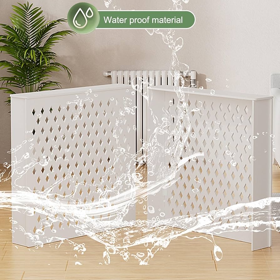 YouseaHome Vertical Radiator Cover Chelsea Style White Printed MDF Moden Cabinet Panel Shelf Top Shelving Home Office Furniture For Hallway/Living Room/Bedroom/Kitchen, Medium, H 82 X W 112 X D 19 Cm