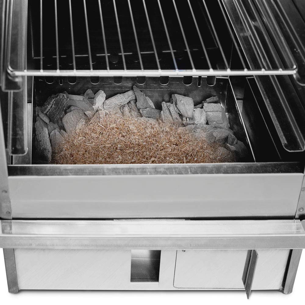 Smoki 507 - Forno affumicatore multifunzione con finestra, in lamiera d'acciaio FAL per pesce e carne, affumicatura a caldo e a freddo, con accessori di alta qualità