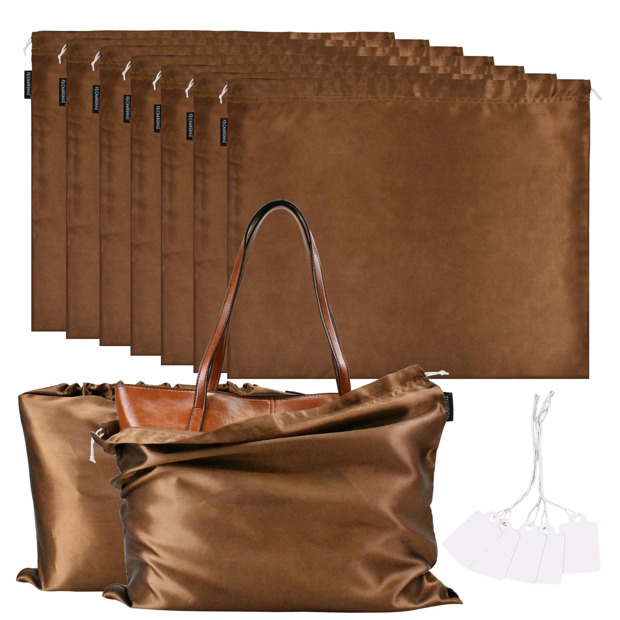 FEICHANGHAO 7 Pack Dust Bags for Handbags Storage Silk Cloth Bag With Drawstring Large Storage Pouch for Handbag Purse Shoes Boots