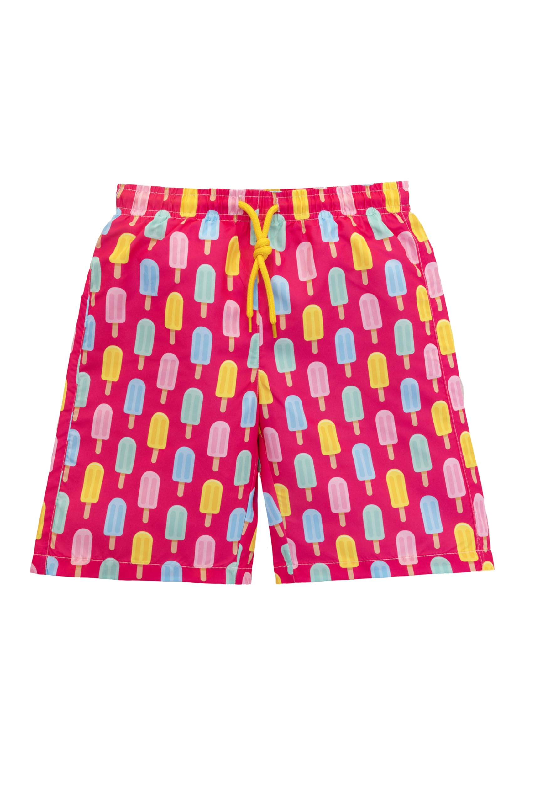 Lilax Boys Pink Ice Cream Swim Trunks Toddler Swim Shorts Bathing Suit Swimwear (, 7 Years)