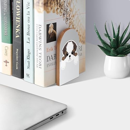 Miniatura 3 de Shih Tzu - Sujetalibros decorativos de madera para cachorros, para estantes, habitación de los niños, escritorio, oficina en casa, tapones de libros