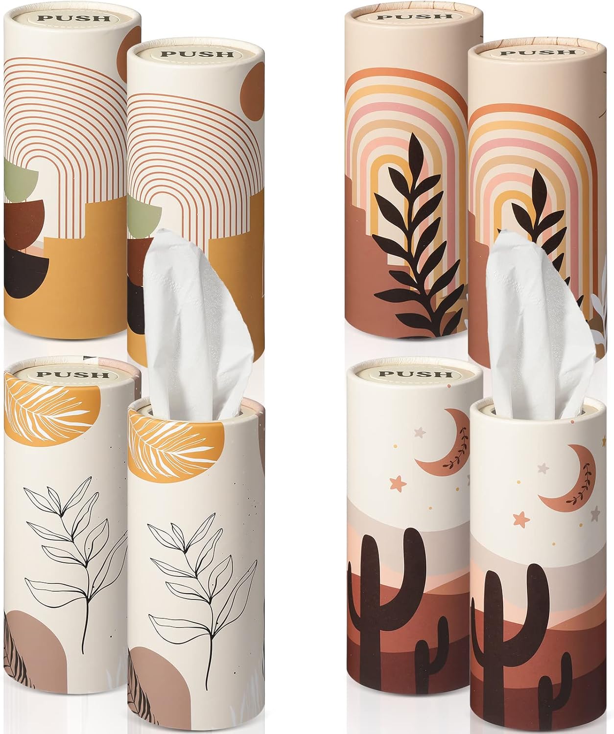 8 Pcs Boho Round Tissues Box Tissue Holder for Car with