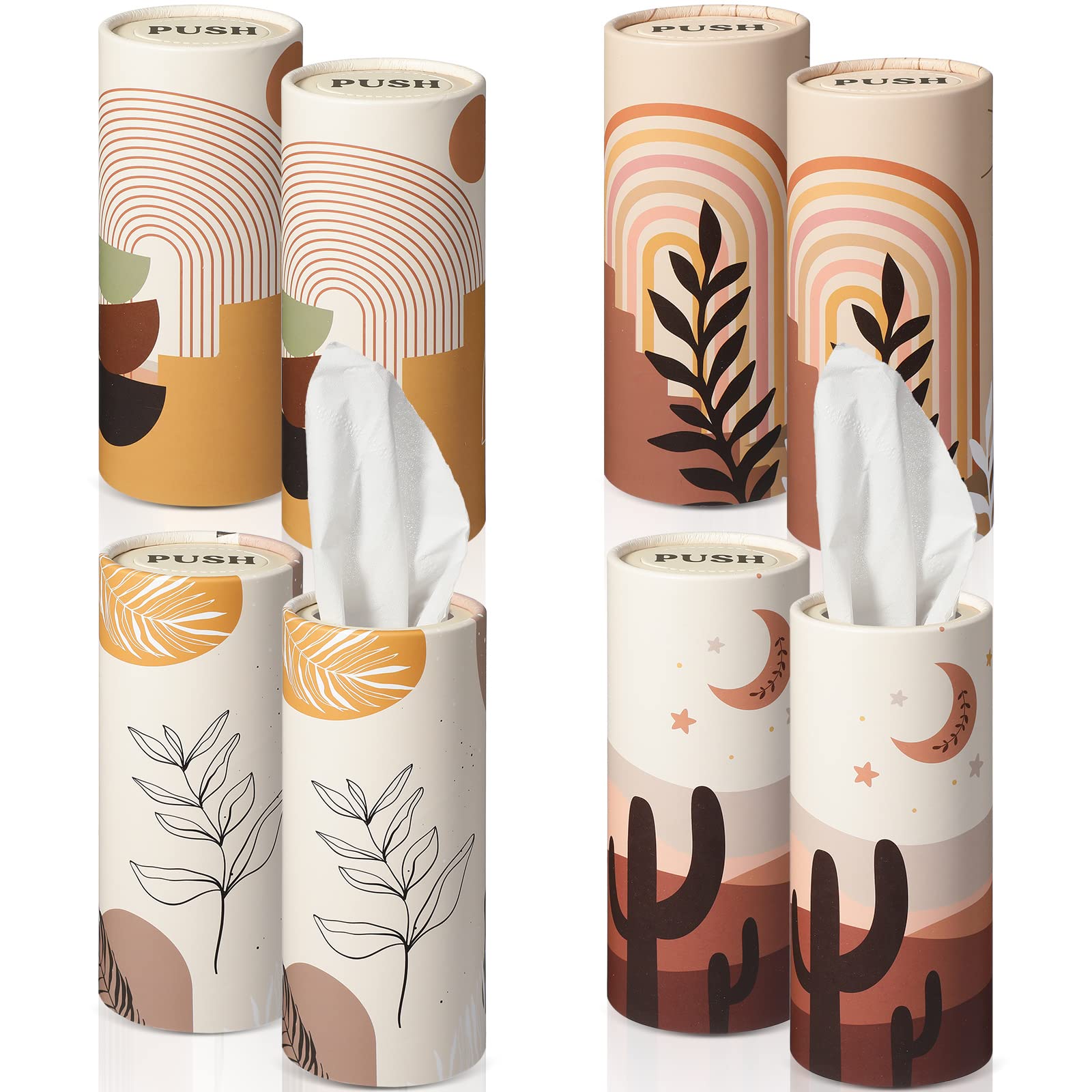 Buy 8 Pcs Boho Round Tissues Box Tissue Holder for Car with Facial