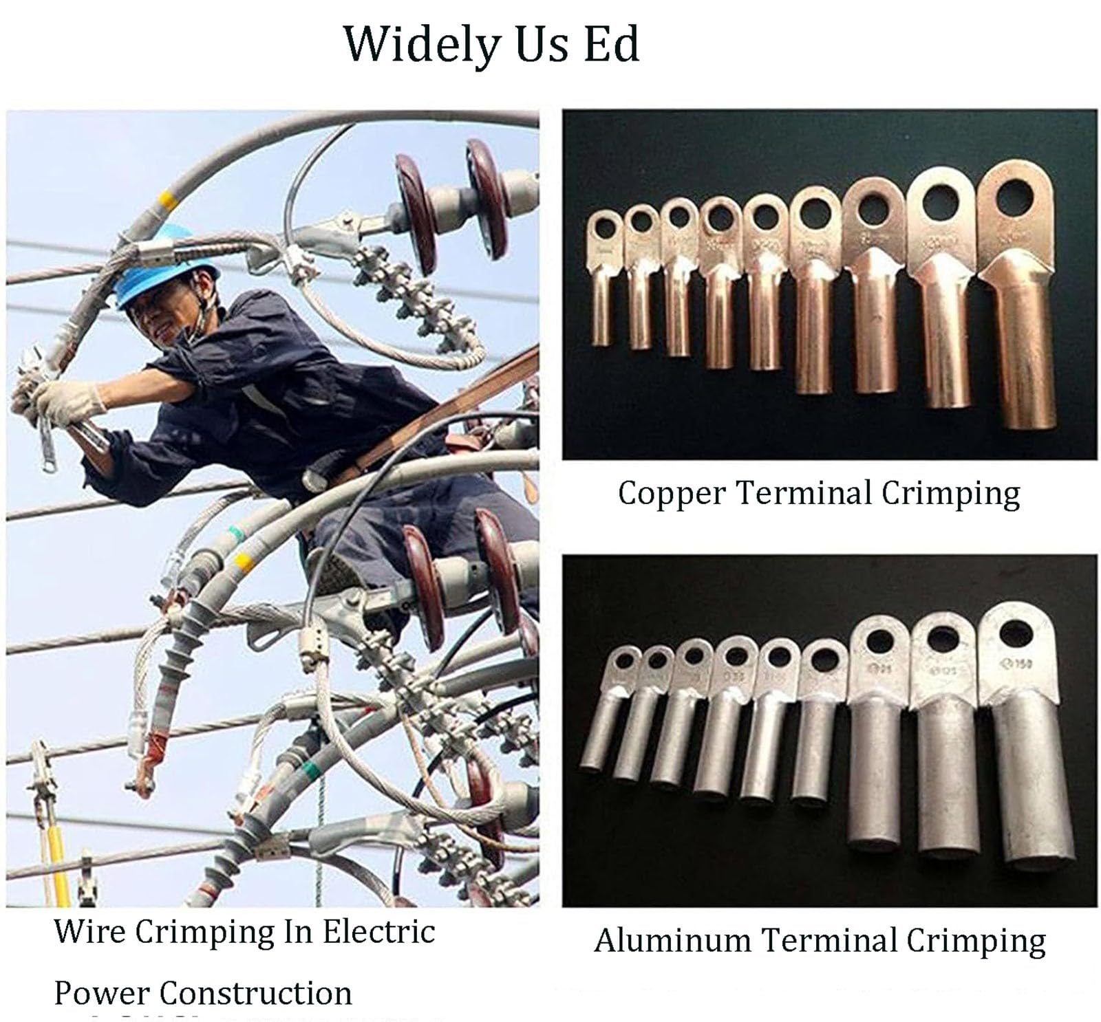 Herramienta de crimpado hidráulico recargable de 10 a 300 m², herramienta de crimpado hidráulica eléctrica con 12 pares de troqueles, crimpadora de cable alimentada por batería para terminales de