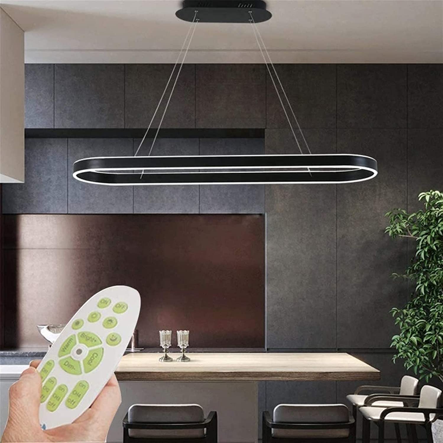 Luminaire moderne à intensité variable ovale 70W au design épuré pour plafond contemporain