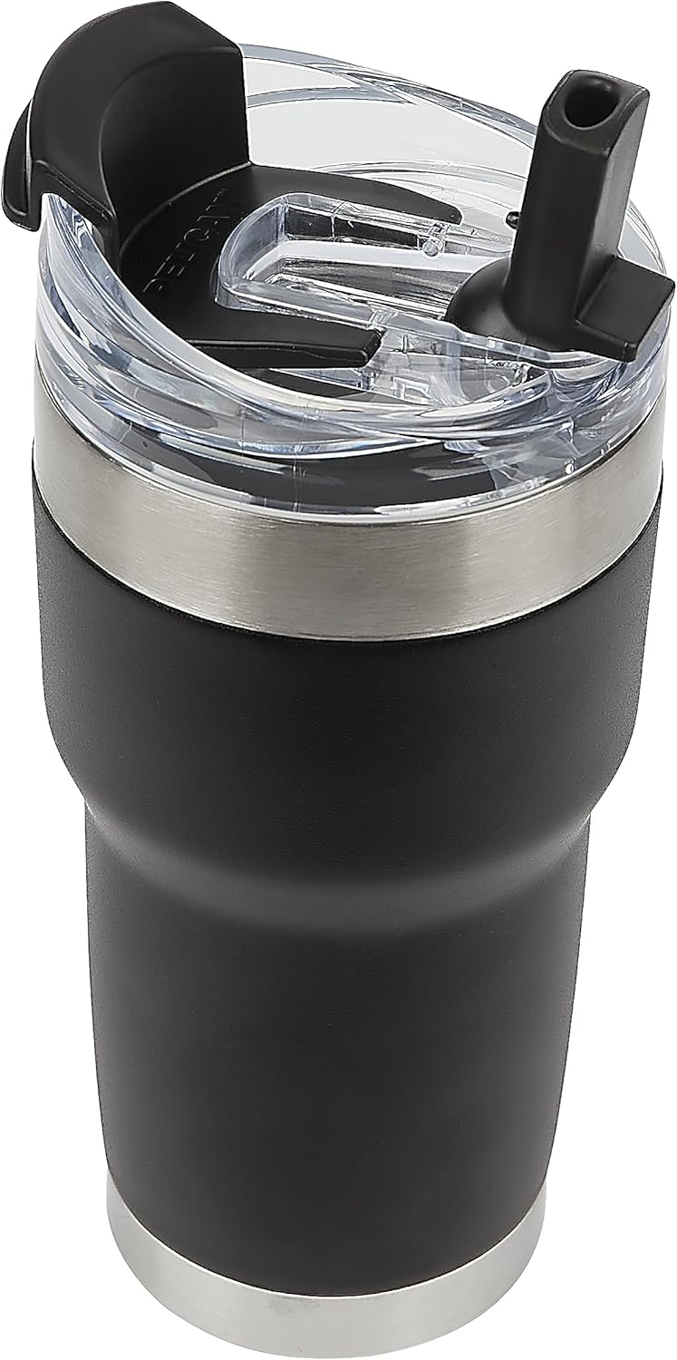 Pelican Hydration Pelican Traveler™ 22 oz Vacuum Insulated Tumbler - Stainless Steel Double Wall Travel with Dual Lid, Powder Coated Insulated Coffee Mug For Hot Cold Drinks, Jet Black - Image 8