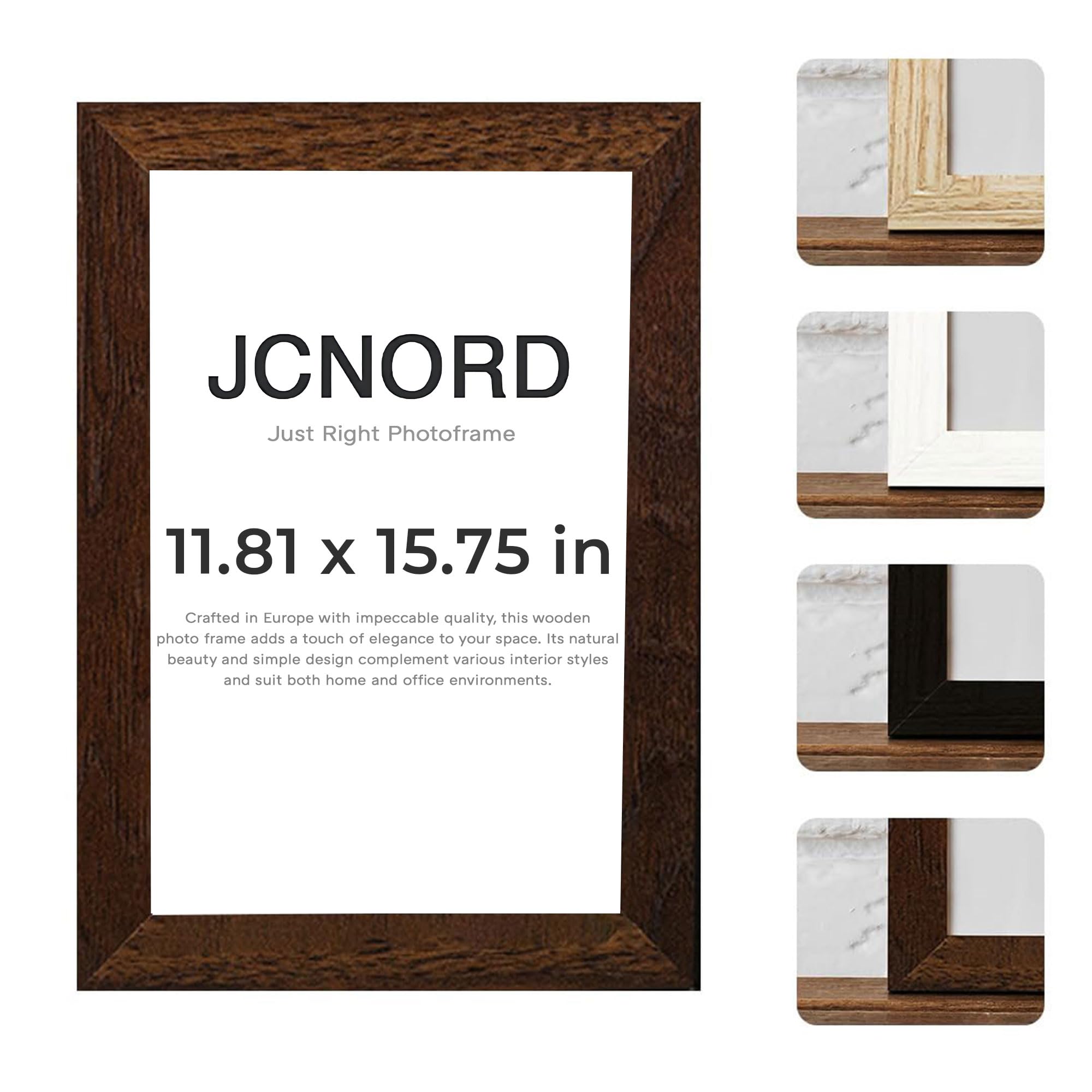 Jcnord Walnut Mdf Wooden Picture Frame 12X16 Inches (30X40 Cm) With Shatterproof Acrylic Glass | Modern Photo Frame For Walls And Tables