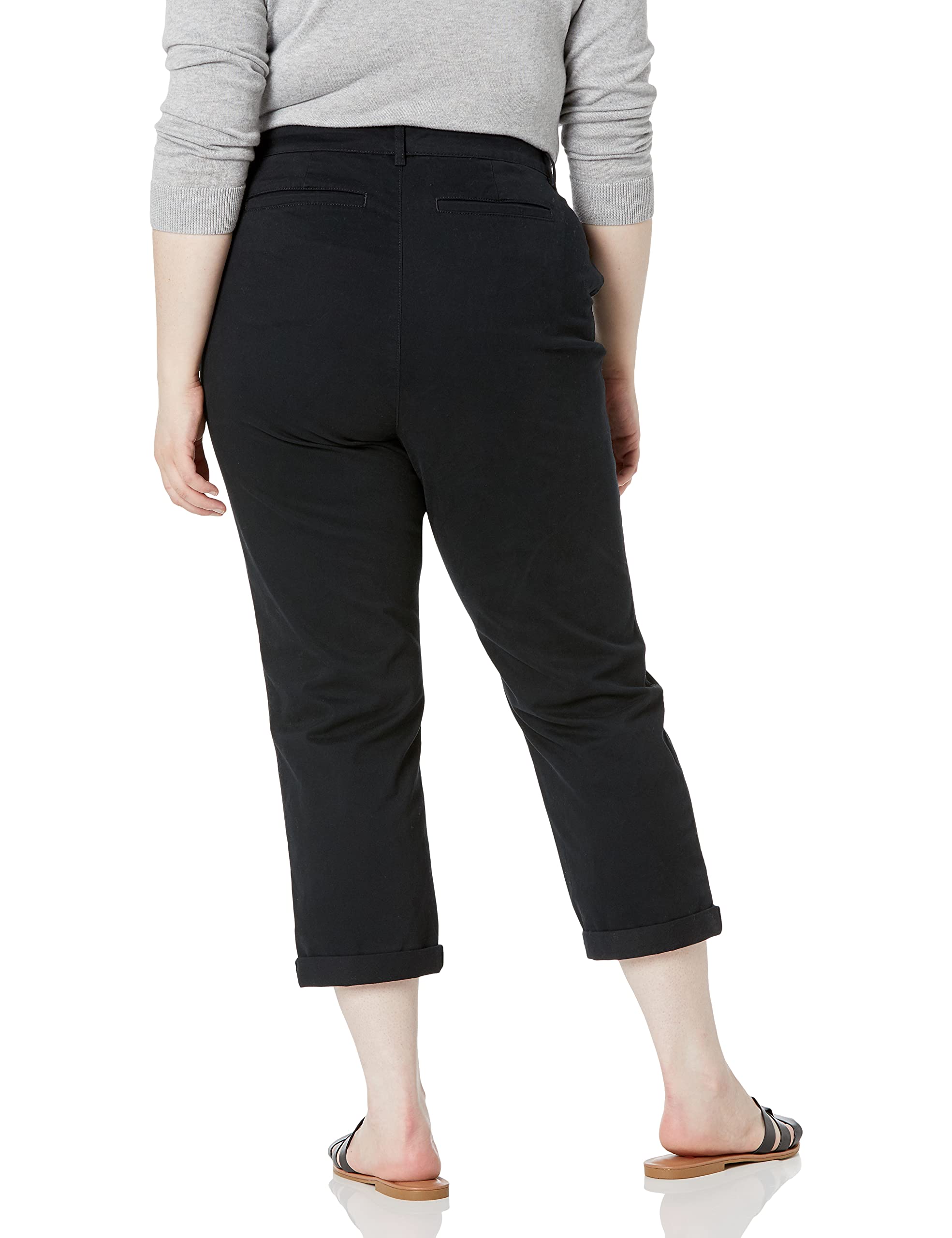 Amazon Essentials Pantalones Caqui Elásticos, de Tiro Medio y Corte Ajustado con Pernera Cónica (Disponibles en Tallas Grandes) Mujer