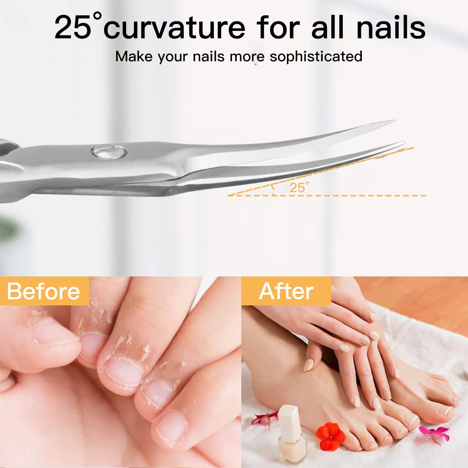 Tijeras Profesionales para Uñas, Tijeras para Manicura, Tijeras Curvas para Cutículas, Tijeras Belleza, para Recortar Cejas, Uñas, Vello Facial
