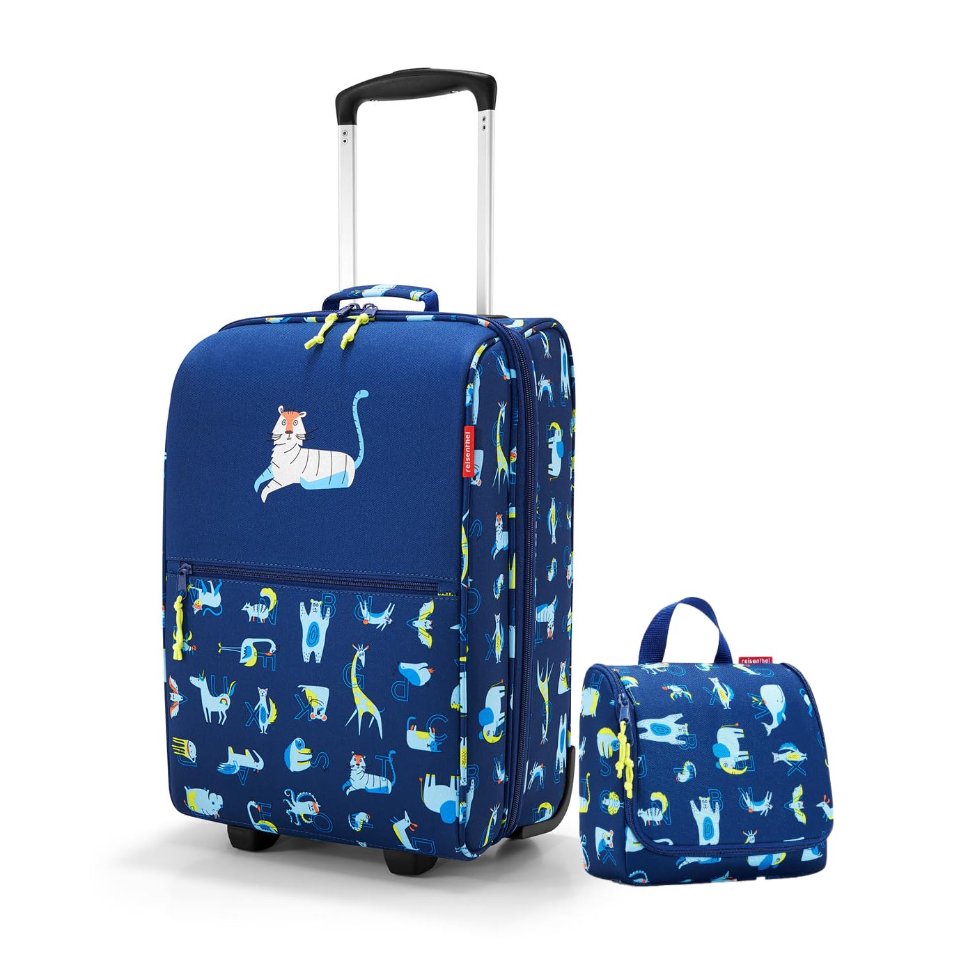 reisenthel Kids Set ABC Friends Blue – Kinder Trolley XS 19 l + Toiletbag 3 l | Koffer & Kulturtasche im Set | Leicht, robust & kindgerecht für Reisen, Urlaub & Freizeit