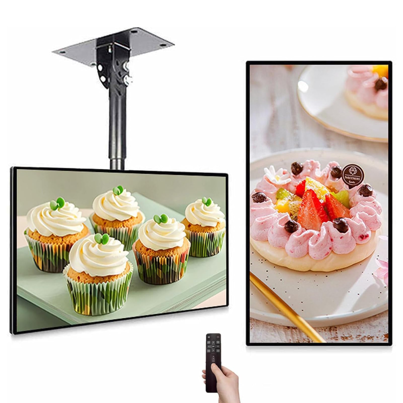 LQQYJSM Slim Fit Commercial LED Monitor Advertising Scree Advertising Media Player, 1920x 1080 IPS Full HD Screen Wall-Mounted Landscape/Portrait, Remote Control Support WiFi/USB 21.5in