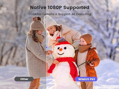 Miniatura 7 de Enfoque eléctrico y TV AndroidProyector 4K con WiFi y Bluetooth, WiMiUS Full HD 1080P 500ANSI Proyector de cine en casa 4K +, 4PAuto Vertical