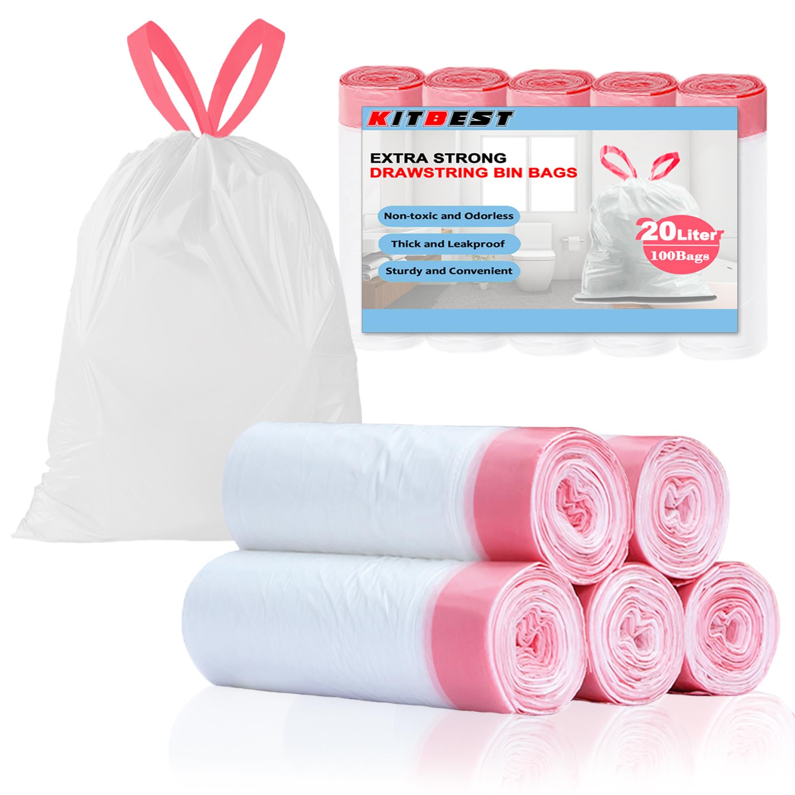 Geiteoa 15-18 Gallon Drawstring Trash Bags - (102 Count) Ultra Large Trash Can Liners, Heavy Duty Strong White Plastic Garbage Bags For Home Kitchen Office Lawn Commercial