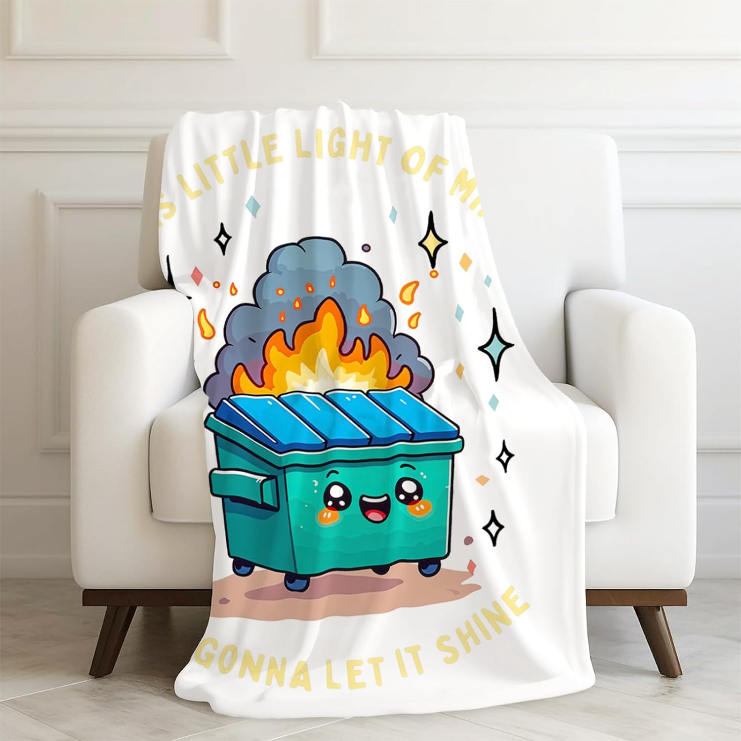 Funny Dumpster Fire Throw Blanket,This Little Light of Mine Dumpster Fire Humorous Blanket for Couch Bed Dorm Bedroom Office,Funny Bedroom Office Decor,50x60 Inches - Image 5