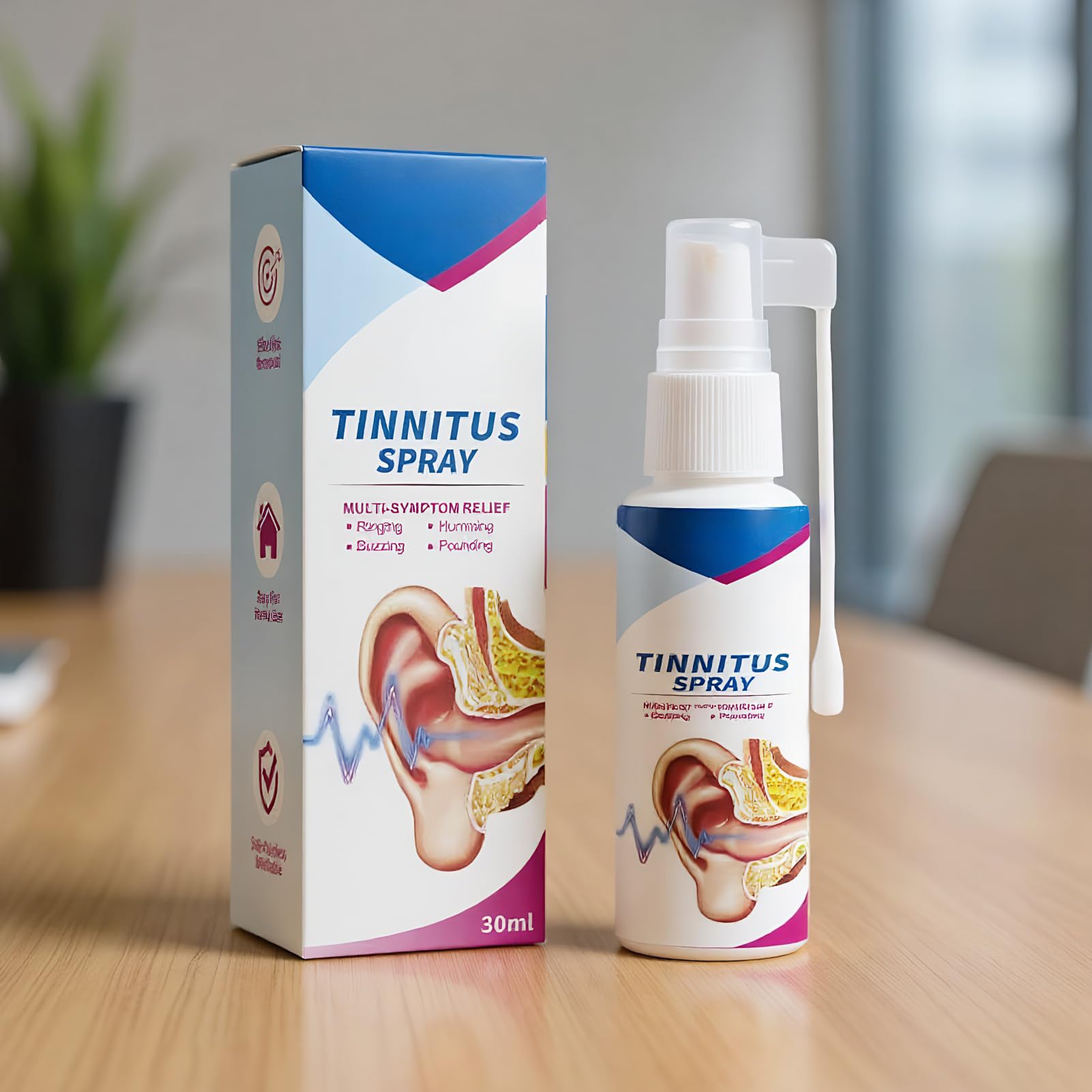 Spray uditivo, 30 ml, spray portatile per alleviare il rumore, per il ripristino 'udito, per bambini, uomini, adulti, all'aperto, viaggi, casa