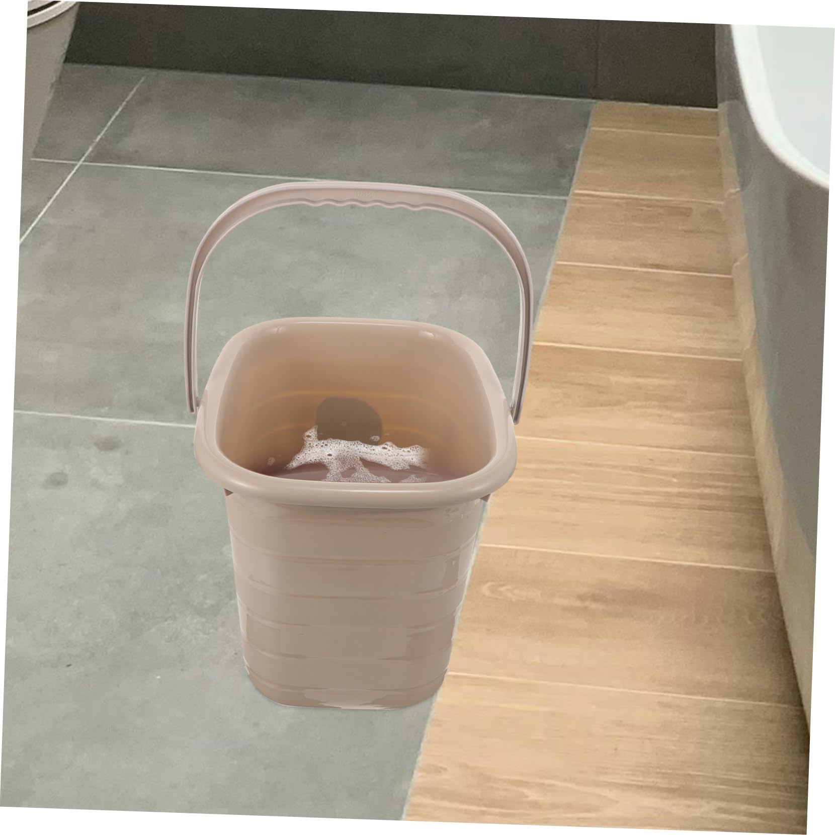 Secchio di Plastica con Manico, Secchio Rotondo Portatile 11l Khaki | Uso Multiplo per Pulizia e Sabbia, Capacità Robusta, Facile da Trasportare e Pratico da Utilizzare