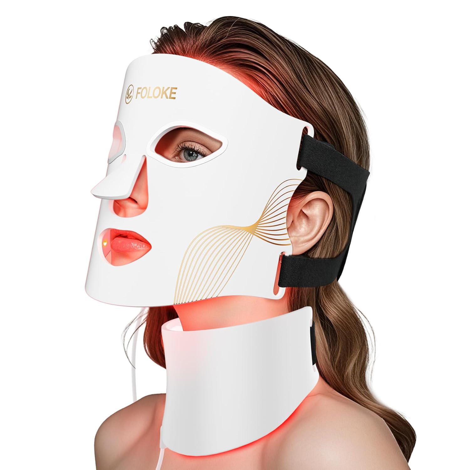 FOLOKE LED Light Therapy Mask Skin Care, 103 3-in-1 Fusion LED Beads, LEDs face mask & neck mask Infrared Red - Wavelength for Home Use, Advanced Skincare Made Easy (clear)
