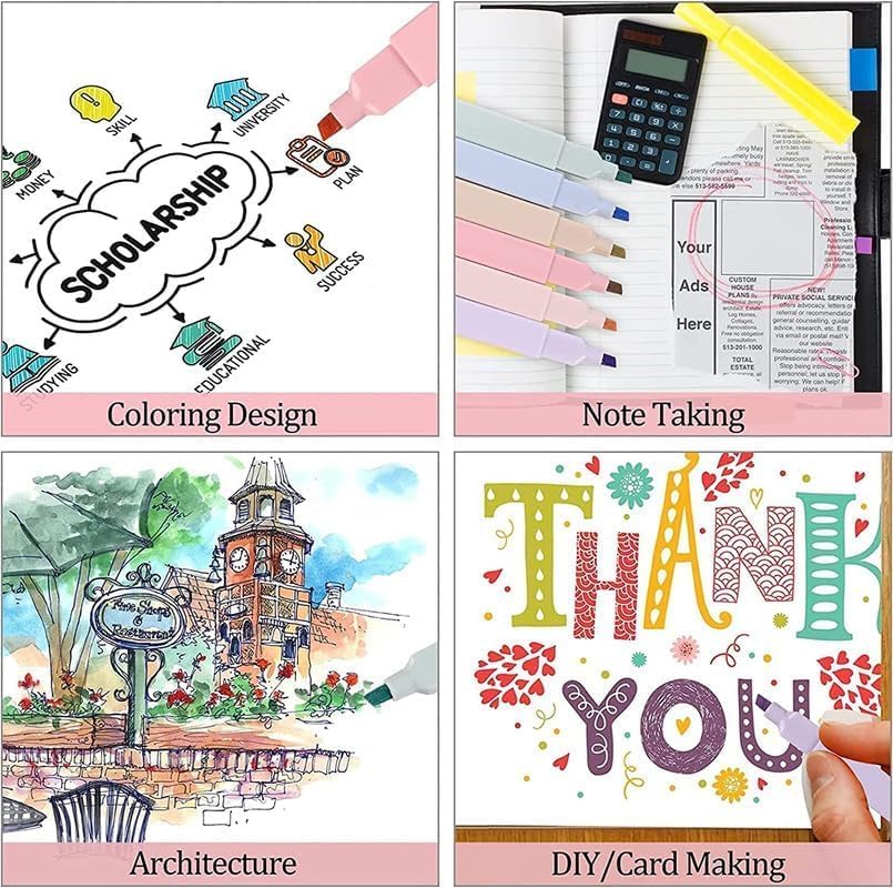 Image of 6Pcs Aesthetic Cute Highlighters, Bible Pastel markers and Pens, No-Bleed School Supplies and Office Journal DIY Home birthday return gifts for kids (Two Side Highlighters Pen) (6Pcs)