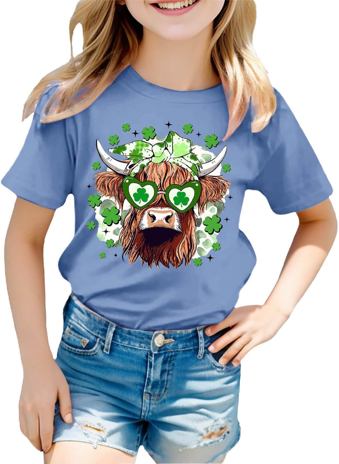 Huihong Festival T Shirts Kids Girls St. Patrick's Day T-Shirt Short Sleeve Crewneck Shirts Loose Casual Tee T-Shirt Summer Lightweight Casual Vacation Tops Age 1-10 Years