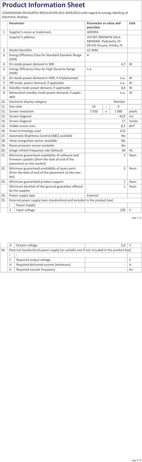 ARZOPA 17.3 Pollici Portable Monitor, 1080 FHD schermo mobile esterno IPS con HDMI/Type-C/USB-C per laptop/PC/Mac/PS4/PS5/Xbox/Switch ARZOPA 17.3 Pollici Portable Monitor, 1080 FHD schermo mobile esterno IPS con HDMI/Type-C/USB-C per laptop/PC/Mac/PS4/PS5/Xbox/Switch