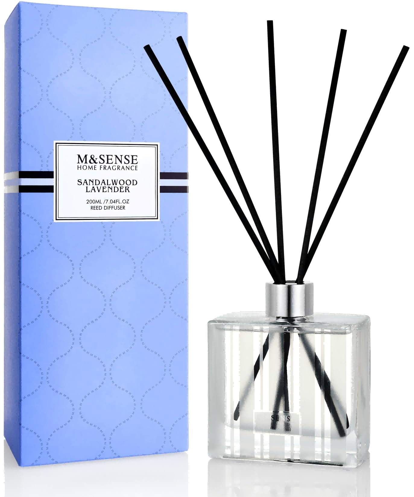 Sandalwood Lavender Reed Diffuser Set - 7.04oz Non-Toxic Essential Oil Diffuser for Home, Scented Diffuser Gift for Women & Men, Holiday Aromatherapy Diffuser with Sticks