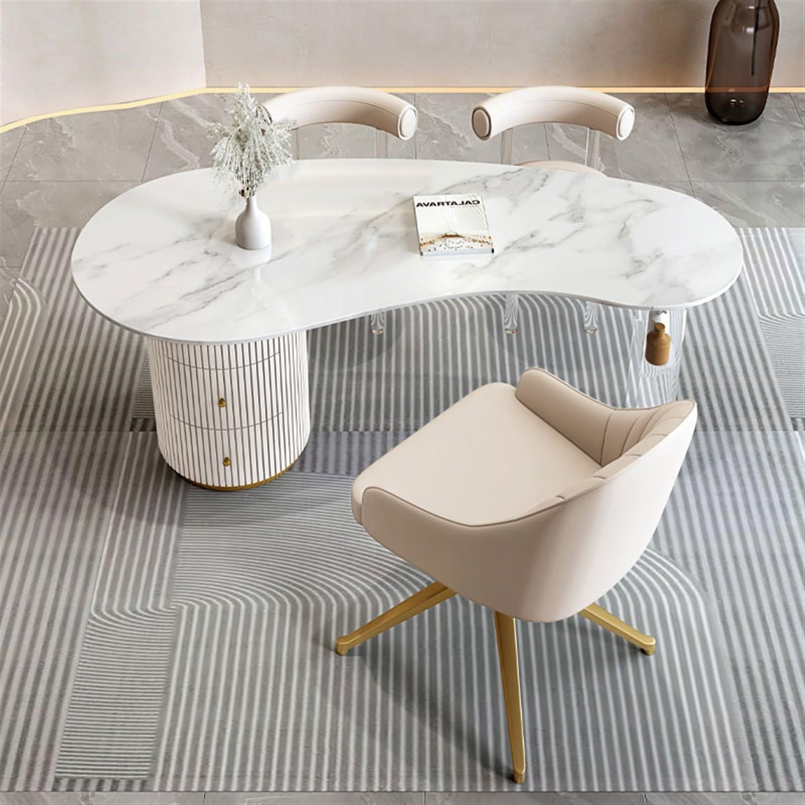 Biurko komputerowe Lekkie luksusowe biurko komputerowe stół roboczy akrylowy płyta skalna designerskie salon kosmetyczny konsultacyjny zawieszenie Stacje robocze(200 * 70 * 75cm)