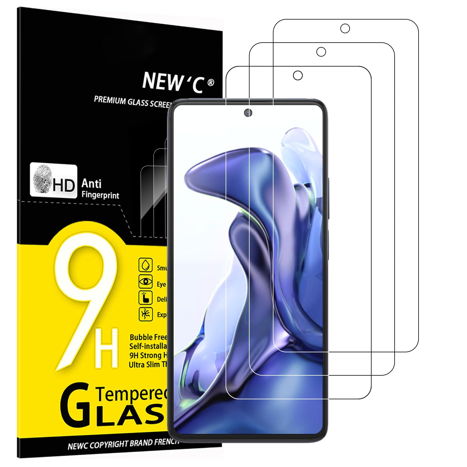 Slanku Vetro Temperato Per Xiaomi 11T E 11T Pro 5G - 3 Pezzi - Pellicola Protettiva 9H Anti Graffio, 0,33mm, Trasparente E Oleofobico