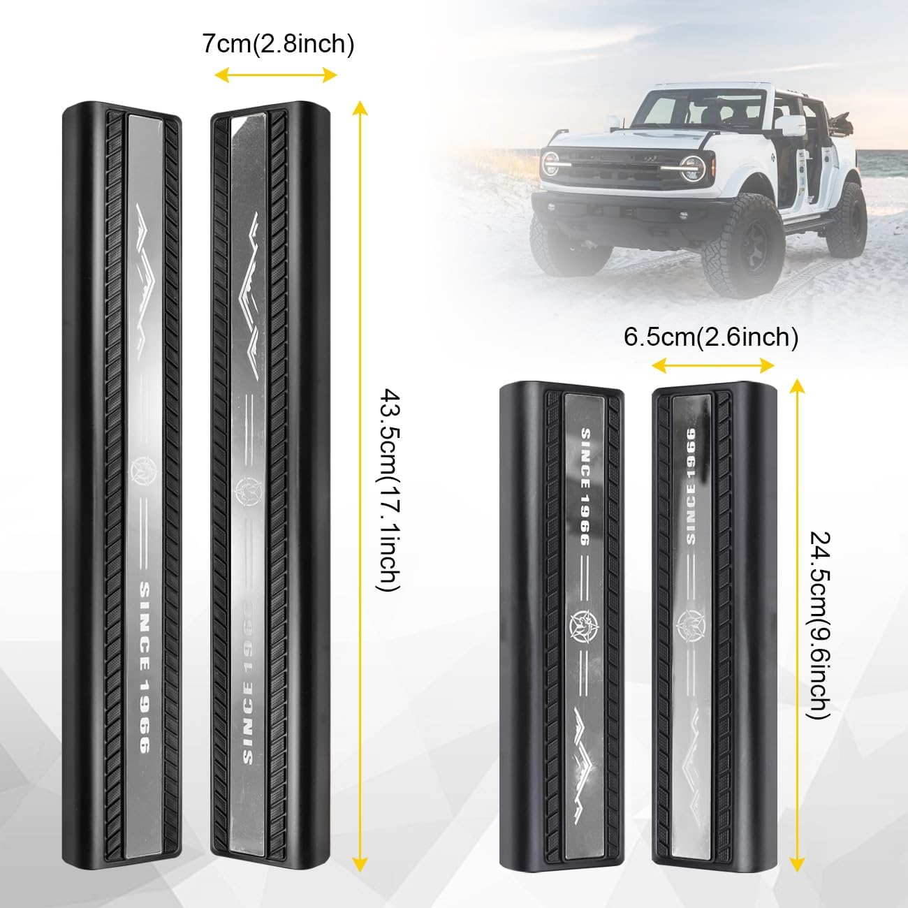 Door Sill Edge Entry Guards Compatible with for Ford Bronco 4 Door 2021 2022 2023 2024 2025 Door Sill Edge Scuff Plate Threshold Strip Protector Trim Stickers