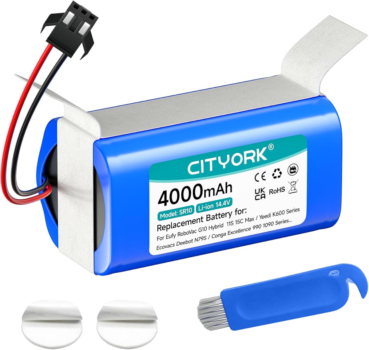 CITYORK 4000mAh Replacement Battery for Eufy RoboVac 11S 11SMax 15C 25C 30C 35C G10 Hybrid G20 G30, for Ecovacs Deebot N79 N79S N95 DN622 Robot Vacuum