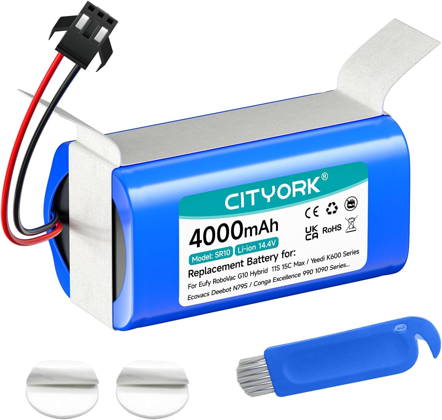 CITYORK 4000mAh Replacement Battery for Eufy RoboVac 11S 11SMax 15C 25C 30C 35C G10 Hybrid G20 G30, for Ecovacs Deebot N79 N79S N95 DN622 Robot Vacuum