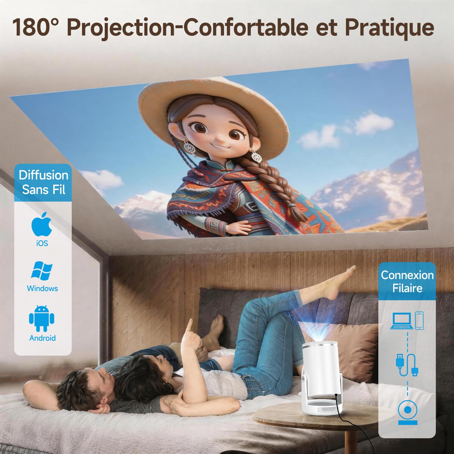 【Mise au Point Automatique 】 Videoprojecteur 4k Magcubic HY320pro -Projecteur Video Natif 1080p, 400 ANSI, Contraste 10000:1, Wi-FI 6 et Bluetooth 5.4, idéal pour la Maison et Le Bureau