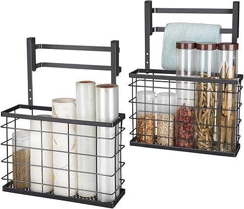 RedCall Paquete de 2 organizadores para puerta de gabinete, organizador de puerta de armario de cocina con estante doble de toallero, tabla de