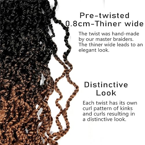 Miniatura 3 de SOKU Pelo de ganchillo Passion Twist de 26 pulgadas, 5 paquetes de cabello de ganchillo senegalés pretrenzado, ombré, marrón, miel rubio, majestad