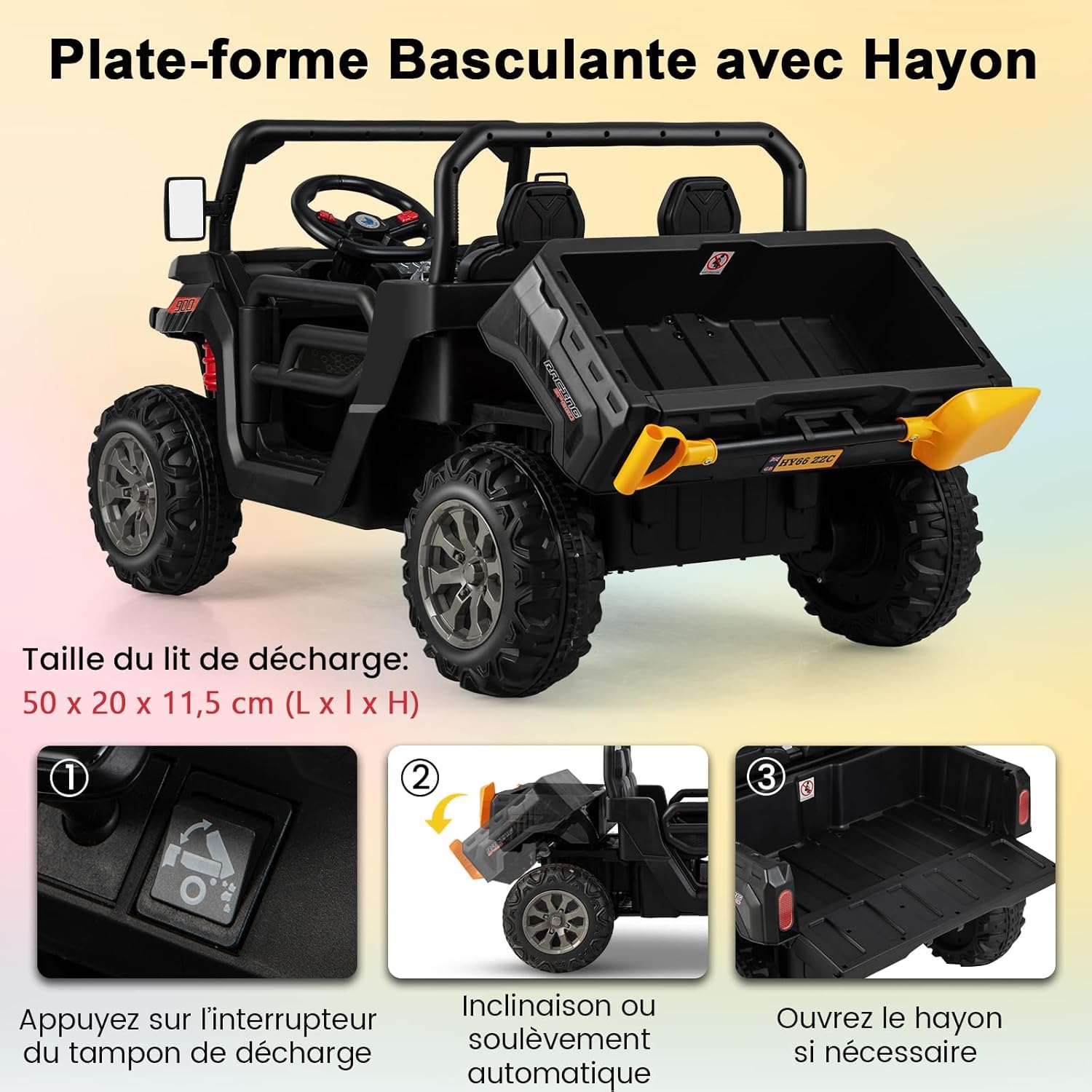 GOPLUS Voiture Electrique Enfants 2 Place avec Télécommande 2,4G, Tracteur Electrique Enfants 12V avec Démarrage Lent Musiques Intégrées, Charge 50KG 3-8 Ans (Noir)